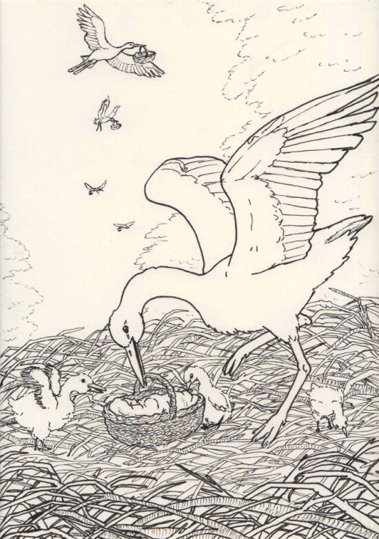 Stork Card - Lineart